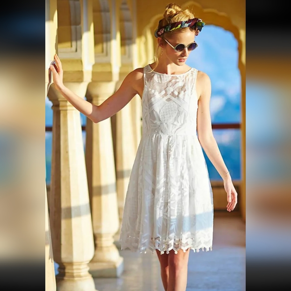 Anthropologie White Eyelet Midi Dress